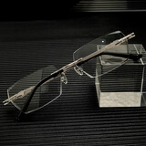 美泰龙防蓝光眼镜无度数防辐射男平光镜女变色切边无框平面镜配近视眼睛 无框切边+防蓝光配近视(0-200度) 常规尺码