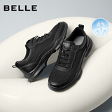 百丽休闲男鞋夏新款厚底透气网面通勤商务运动鞋8AY01CM3 黑色-透气网面 42 (260mm)