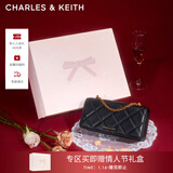CHARLES&KEITH质感菱格链条小方钱包女包包女包生日礼物新年礼物CK6-10680924 Black黑色 XS