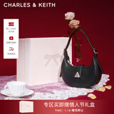 CHARLES&KEITH三角扣新月包腋下包单肩包包女包女友生日新年礼物CK2-50271205 Noir黑色 S