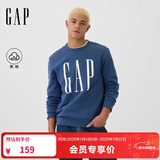 GAP男女装2025秋季新款印花logo抓绒圆领卫衣合身上衣美版 灰蓝色 542214 M 美码 L亚洲码180/96A 【偏大，建议拍小一码】