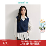 茵曼（INMAN）针织马甲女2026春季老钱风V领薄冬季学院风内搭毛衣 宝蓝色 M