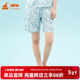 铜牛家居睡衣春夏棉汗布印花女短裤中年标准居家短裤VD003 波点花影-白-蓝 M (165/90)