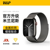 W&P新款适用苹果手表表带apple watch ultra3/2米兰尼斯金属不锈钢表带iwatch S11/10/9/8/7/6/se 金属磁吸搭扣·米兰黑【49/46/45/44MM】