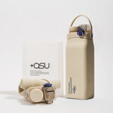 吉姆蓝杰+asu正品联名可折叠水杯便携户外露营旅行杯食品级硅胶高颜值杯子 米色1个600ml