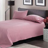 黄河口老粗布黄河口老粗布三件套纯棉全棉加厚纯色格子单人床单双人床单三件套 西瓜红 1.8/2.0m床三件套（1床单+2枕套)