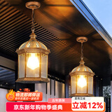 凯优美（KAIYOUMEI）户外中式别墅吊灯室外过道吸顶灯走廊凉亭阳台露台玄关庭院吊链灯 9寸/古铜色/吊链款【led暖光】