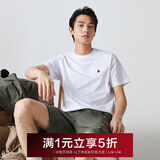 杰克·琼斯（JACK&JONES）26年男装四季打底T恤男士凉感透气多色情侣款短袖t恤水洗不易走形 白色A06 M 175
