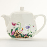 金岚玉 现代中式珐琅彩虞美人骨瓷茶壶大号小号单壶沏花茶壶带过滤小孔 虞美人草-长富宫壶-大号