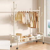 华恺之星衣架落地衣帽架卧室挂衣架带轮可移动落地晾衣架YJ126单层白1.2米