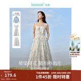 茵曼（INMAN）法式碎花高级感2025夏女新款休闲中长吊带连衣裙子 月蓝色吊带裙 M