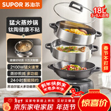 苏泊尔（SUPOR）精铁钛陶0氟电蒸锅 多功能家用分体式电热锅  火锅蒸煮炒菜电煮锅 18L大容量多用途锅  ZN34YC880