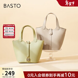 百思图商场同款时尚大容量手拎托特包水桶包单肩斜挎包女X2892BX3 杏色 F