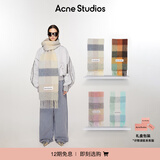 Acne Studios【12期免息】男女同款格纹流苏彩虹Vally围巾羊毛披肩 香草色/米色/淡紫色 均码