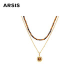 Arsis【明星同款】鸿运双层叠链虎眼石项链红色吊坠送女友生日礼物