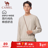 骆驼（CAMEL）长袖圆领套头卫衣男宽松休闲运动打底衫 J13CAYL6063 淡卡其 XXXL