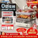 大宇（DAEWOO）【采销严选】多功能电蒸锅炖蒸煮一体 食品级玻璃通透0塑料 家用多层蒸汽锅 不锈钢盘S22 