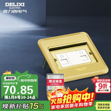 德力西（DELIXI）开关插座 金色带电话电脑掀盖式铜地插地板插座 DCT-F120G-T2T8