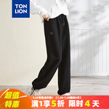 唐狮春夏季新款女休闲裤显瘦高腰抽绳束脚运动裤子女 加绒款/黑色 M