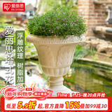 爱丽思（IRIS）浮雕杯型创意大花盆户外庭院家用树脂塑料欧式绣球高脚花盆 FC360【浅米色】约10L