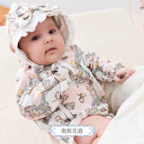 DOMIAMIA新生儿衣服婴儿包屁衣宝宝秋冬服饰婴儿哈衣爬服满月服和尚服 奥斯花港-斜开款【棉氨双面】 59cm （推荐1-3个月）