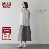 MUJI女式 汉麻棉轻便长裙 长半身裙女裙子 25年夏季女装 BE1VBC5S 灰色条纹 XL （165/74A）