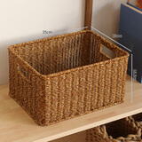 ken's仿藤编织收纳筐 客厅书报零食杂物浴室脏衣收纳篮橱柜整理筐 深啡色35*26*18.5cm