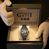 布加迪（BONEST GATTI）水晶壳德国手表男士全自动机械表轻奢防水运动腕表生日礼物送男友 【霸气长城】黑壳黑面黑胶带