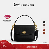 蔻驰（COACH）【礼物】经典标志CASSIE19号单肩斜挎包翻盖冬季女包 黄铜色硬件/黑色（新版）