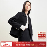 尚都比拉短款100%羊毛大衣女小个子秋冬休闲双面毛呢外套 黑色 L 