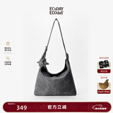 ECODAY秋冬麂皮编织包通勤托特包HOBO包斜挎包送女友生日新年情人节礼物 You look tasty-B040F 灰色 大号