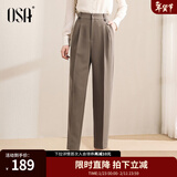 欧莎（OSA）高腰窄版OL职业垂感烟管西装裤女通勤显瘦直筒休闲裤子2025秋新款 咖色A S
