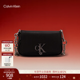 Calvin Klein【新年礼物】休闲单肩包链条包包字母旋扣翻盖CK女包斜挎马鞍包