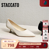 思加图【明星同款】2026新款Melody高跟鞋法式细跟CK单鞋EGK05AQ6 米白-牛皮（跟高4CM） 37