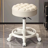 景彩吧台椅升降吧酒加厚坐面转椅理发店美发椅JY08米色滑轮款