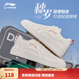 李宁穗岁丨板鞋低帮男女同款透气百搭小白鞋休闲运动鞋 云雾白(148女款)-2 36