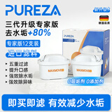 柏纯可适用德国碧然德Brita三代专家版过滤净水壶 强效去水垢升级过滤芯家用自来水厨房过滤替换滤芯 去水垢能力+80%】12芯赠陶瓷杯