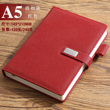 法拉蒙 a5硬壳皮面笔记本本子带笔插位学生考研日记本商务办公会议记录记事本可定制 红色【搭扣款】