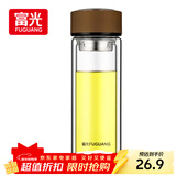 富光男女士双层玻璃杯 高硼硅玻璃304茶隔水杯子 带茶隔泡茶杯320ml