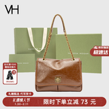 VANESSA HOGAN VH女包复古邮差包单肩斜挎包大容量托特包生日情人节礼物送女友 棕色大号-绿野仙踪礼盒