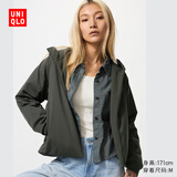 优衣库女装双面穿防风摇粒绒拉链连帽外套户外防水冬季新款479697 479697/59墨绿色 M