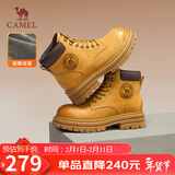 骆驼（CAMEL）大黄靴女休闲厚底短靴经典工装马丁靴 L24W013663R 黄色(绒里) 39
