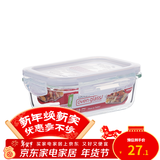 乐扣乐扣大容量耐热玻璃保鲜盒密封碗水果餐盒微波炉饭盒厨房冰箱冷冻盒 380ml【长方形单个】