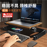 派凡实木显示器增高架桌面台式电脑支架办公室工位可调节升降笔记本屏幕垫高抬高底座站立式键盘托架子 实木-黑【加厚实木|稳固不晃|0-23cm升降】