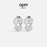 APM Monaco银白色圈形耳环简约时尚个性女耳饰送女友925银