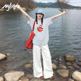 MJ STYLE麻灰短袖t恤女2026夏季穿搭ootd风纯棉半袖宽松内搭打底衫上衣