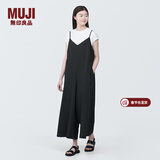 MUJI 女式 易干弹力泡泡纱 背带裤 女装夏季连体裤吊带BC2JRA4S 黑色 M （160/84A）