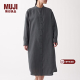 MUJI MUJI 女式 法国亚麻水洗 立领连衣裙 BCL05C0S 炭灰色 M