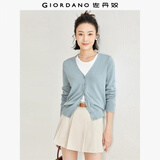 佐丹奴（Giordano）针织开衫女小外套 纯棉V领小衫女 外搭纯色女外衣05350649