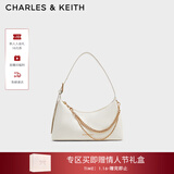 CHARLES&KEITH柔软拉链式褶皱单肩包腋下包包女包女士生日新年礼物CK2-40782472 Cream奶白色 S